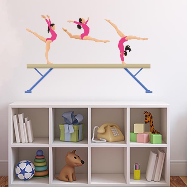 Gymnasts on Beam Wall Decal