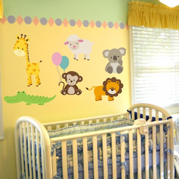 Nursery Zoo Animal Wall Decal Set