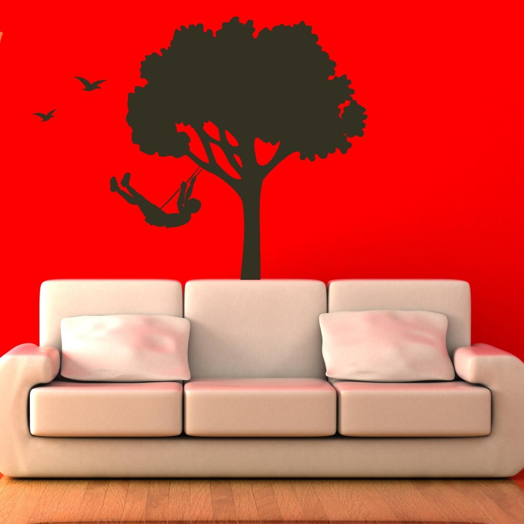 Tree with Child Swinging Wall Decal