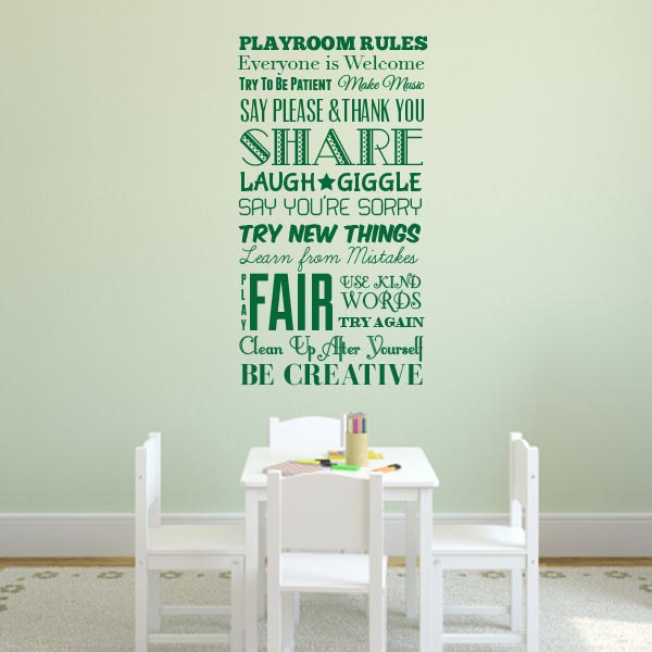 Playroom Rules Wall Decal