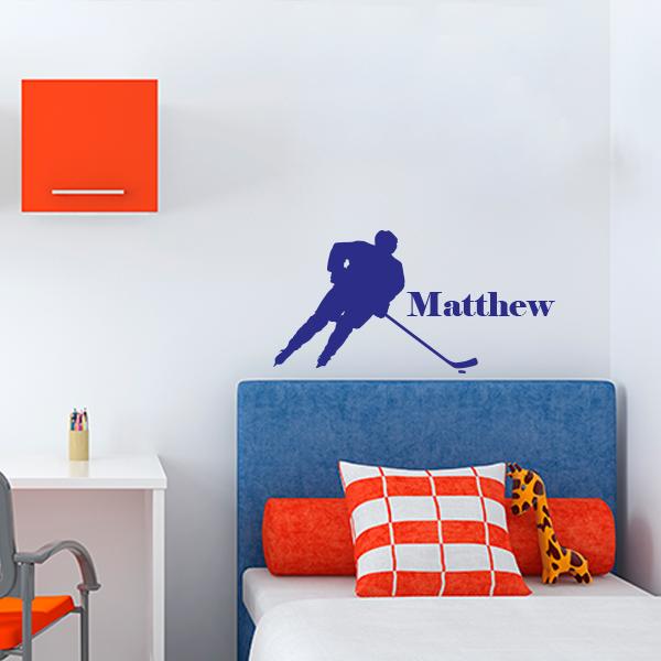 Hockey Player with Name Wall Decal