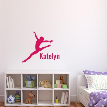 Gymnast with Name Wall Decal