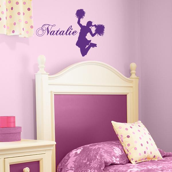 Cheerleader with Name Wall Decal