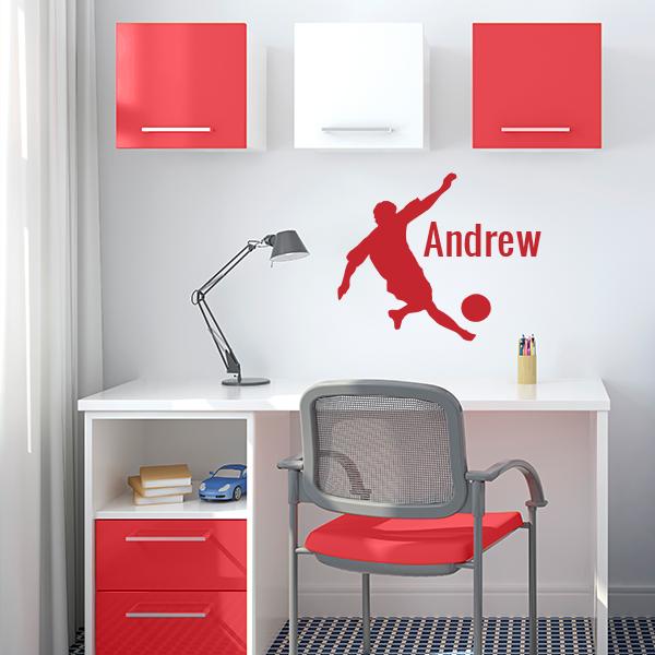 Soccer Player with Name Wall Decal