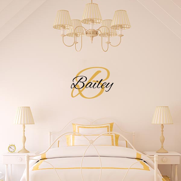 Wall Sticker Nursery Decal for Home Bedroom Children Custom Name & Initial Wall Decal- Baby Boy Girl Unisex 16 Wide x 10 high 