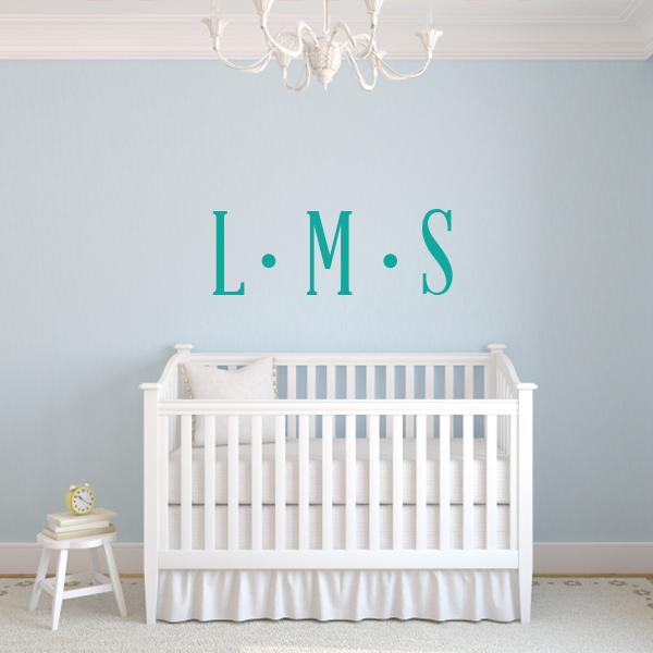 Custom Three Initial Wall Decal