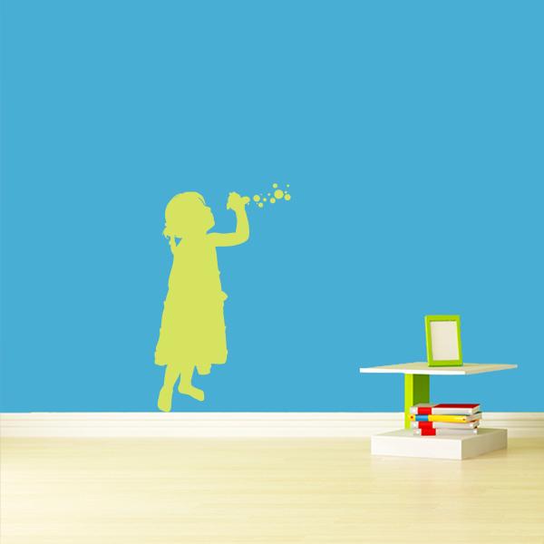 Little Girl Blowing Bubbles Wall Decal