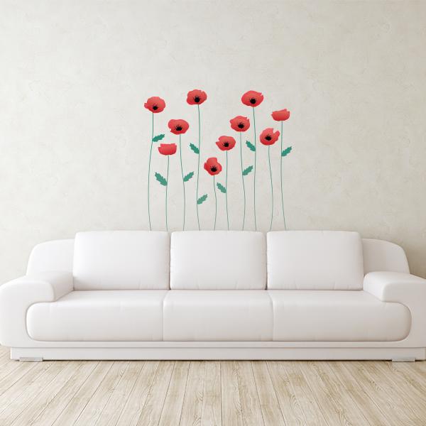 Bright Flowers with Long Stems Wall Decal