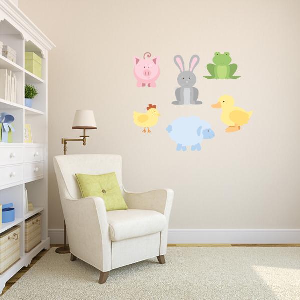 Printed Farm Animals Wall Decal Set