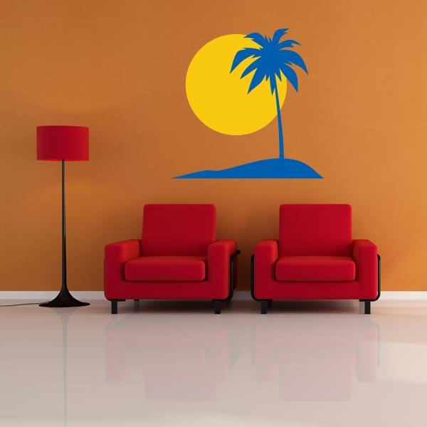 Tropical Tree with Sun Wall Decal
