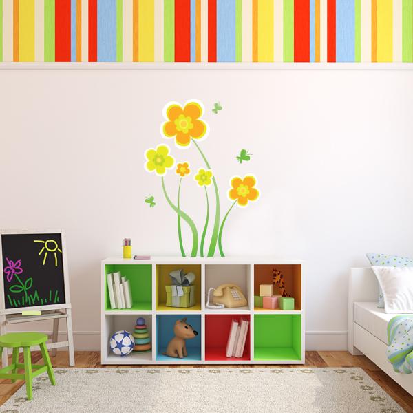 Yellow Flowers with Butterflies Wall Decal