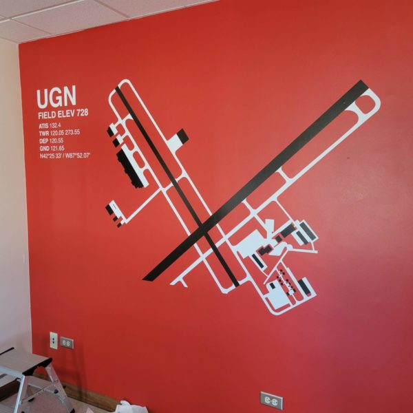 Plane Art Wall Decal with text at 5 ft