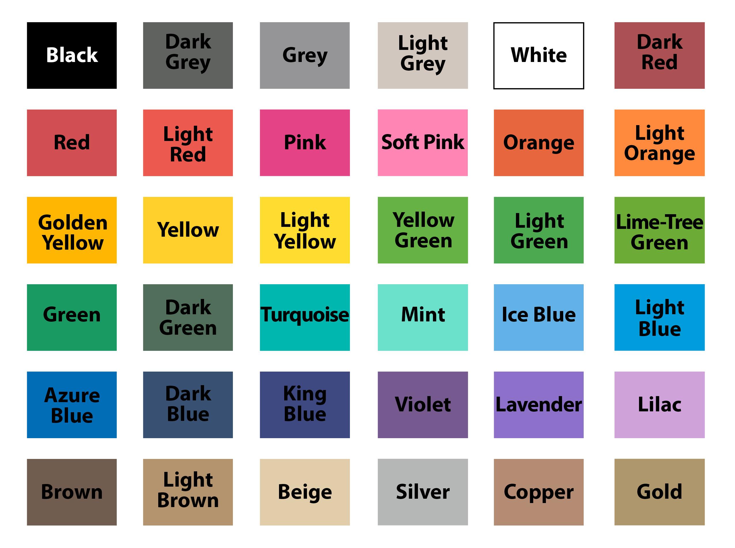 Matte Color Chart