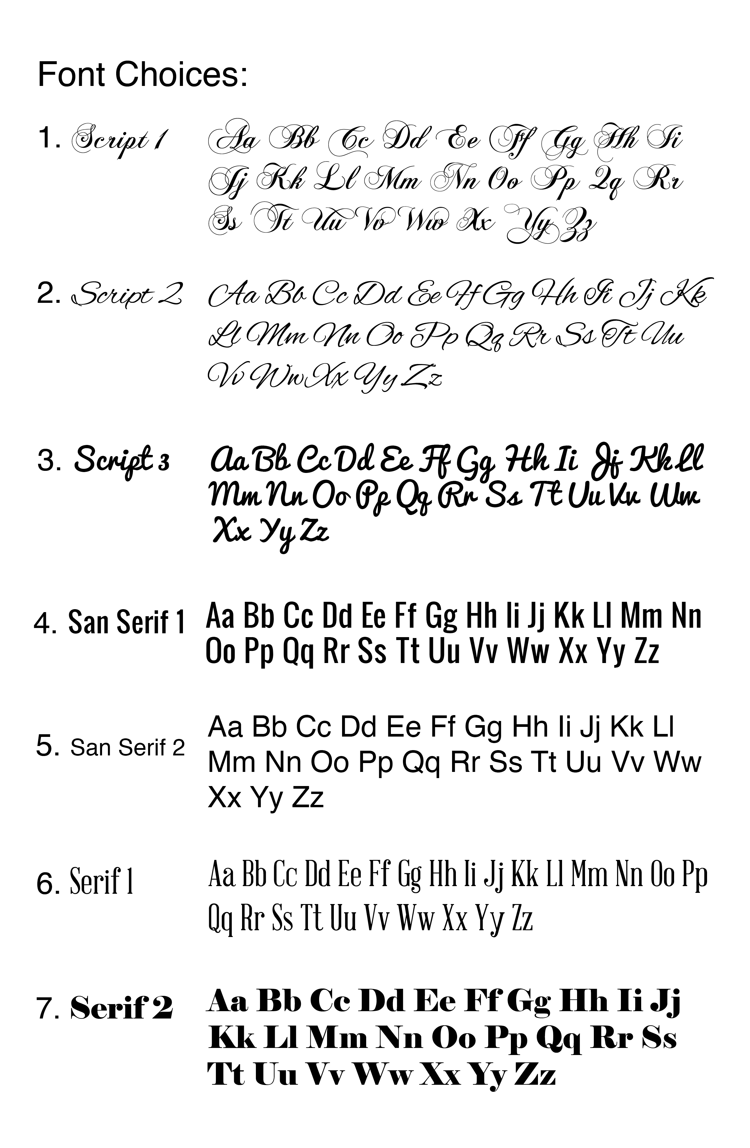 Font Style Chart