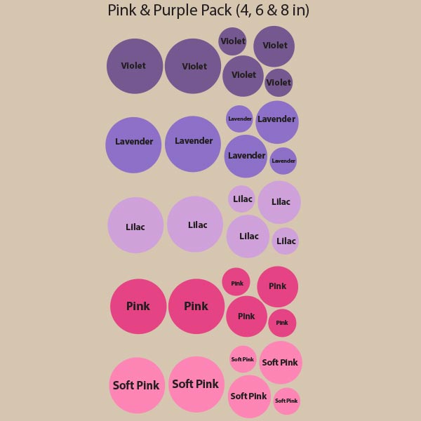 Multi-size pink and purple wall decal pack