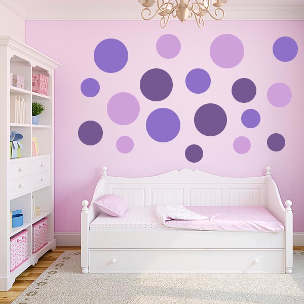 Multi-Size Purple Polka Dot Wall Decal Pack