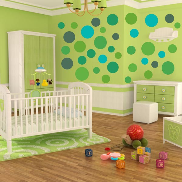 Multi-Size Green Polka Dot Wall Decal Pack