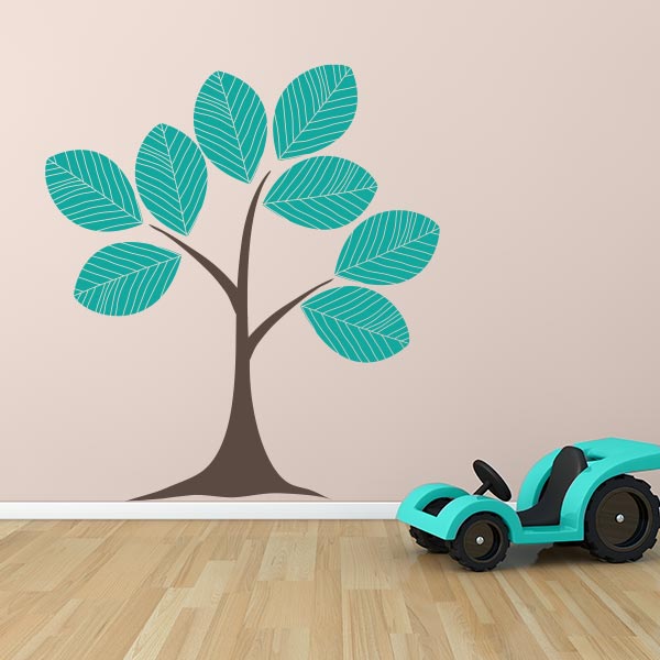 Turqouise Large Leaf Tree Wall Decal