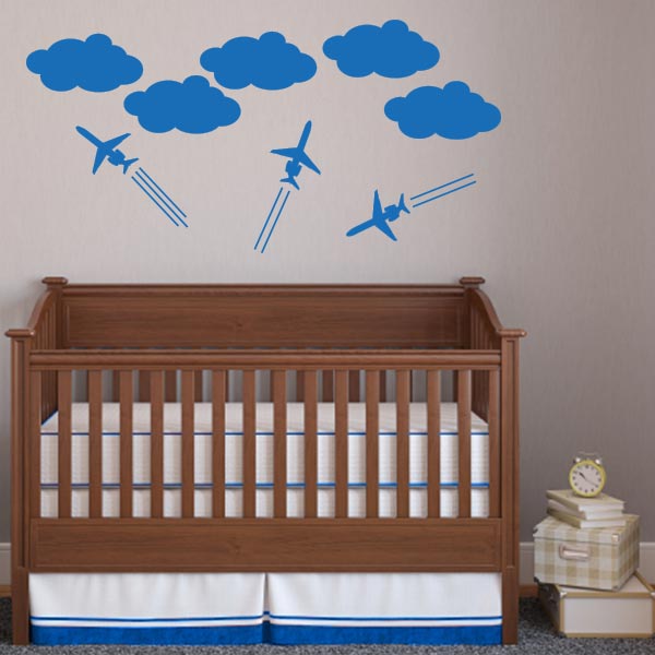 Sky High Airplane Wall Decal Set