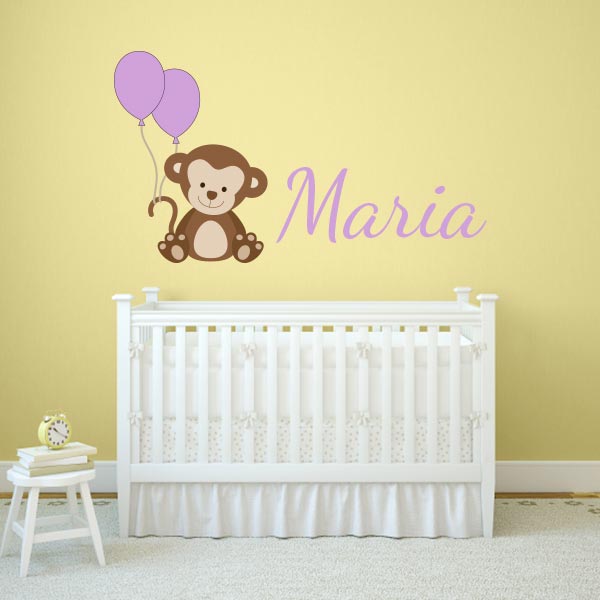 Lilac Personalized Monkey Wall Decal