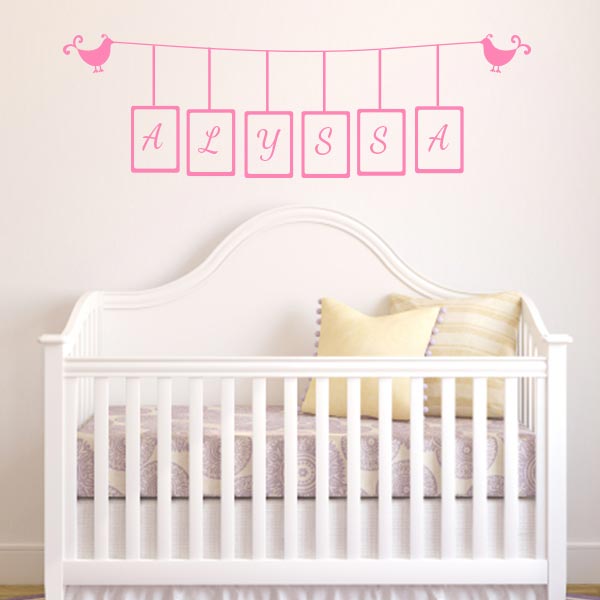 Birds Holding Name Personalized Wall Decal