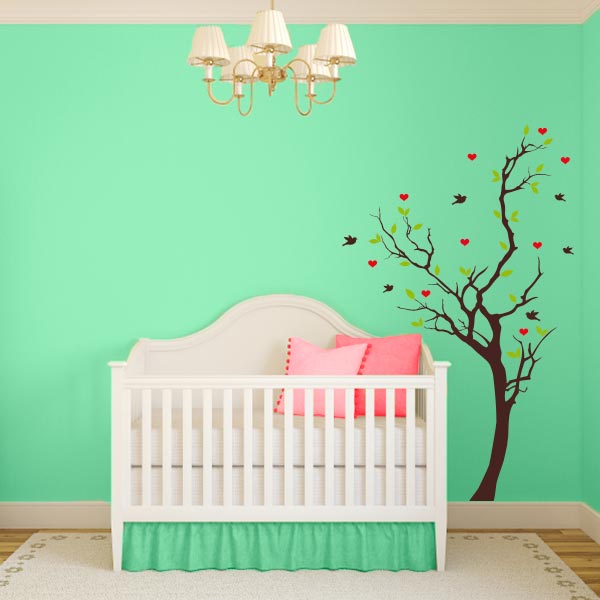 Tree with Hearts and Birds Wall Decal
