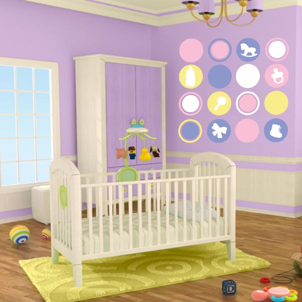 Girl Nursery Polka Dot Wall Decal Set