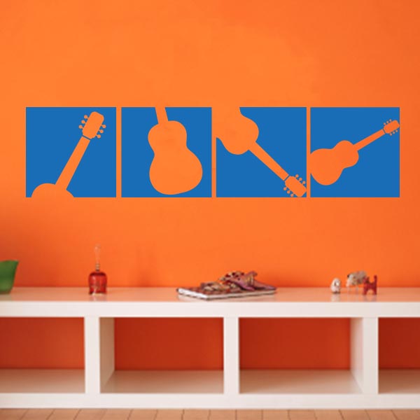 Guitar Silhouette Wall Decal – Set of 4