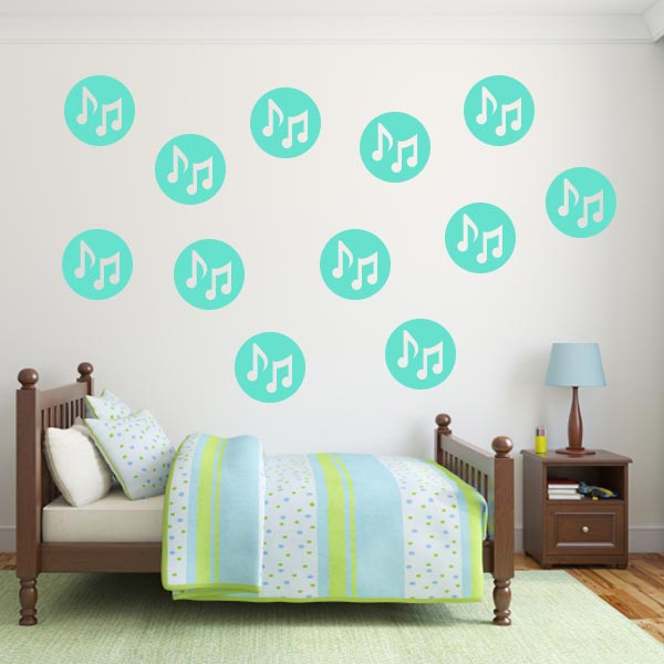 Polka Dot Music Note Wall Decals – Set of 12