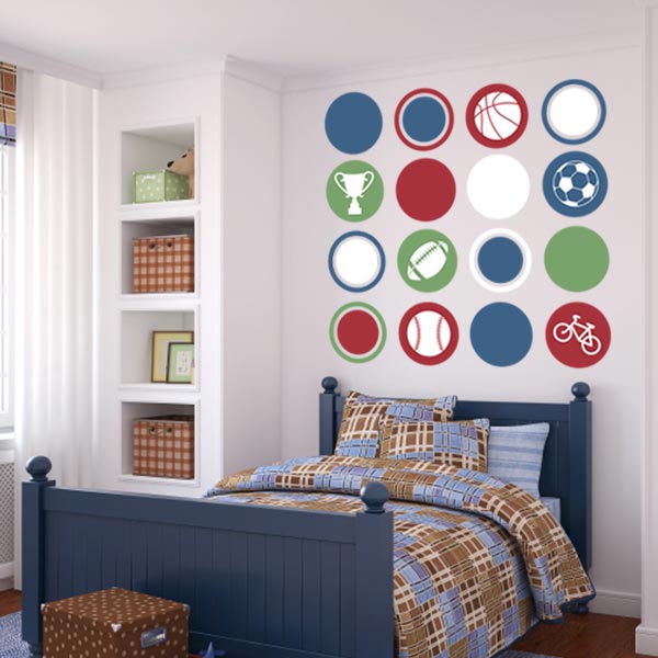 Sports Polka Dot Wall Decal Set