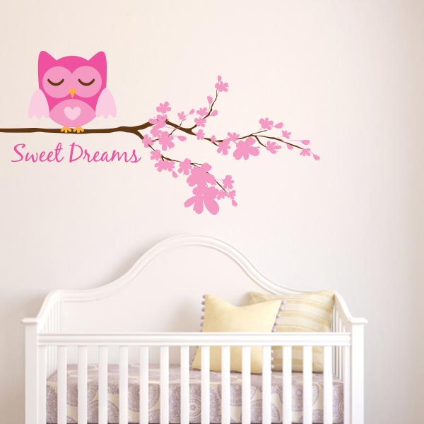 Girl Sweet Dreams Owl Wall Decal