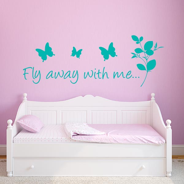 Butterfly Fly Away With Me Wall Decal Quote