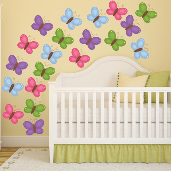 Printed Butterfly Wall Decals – Set of 20
