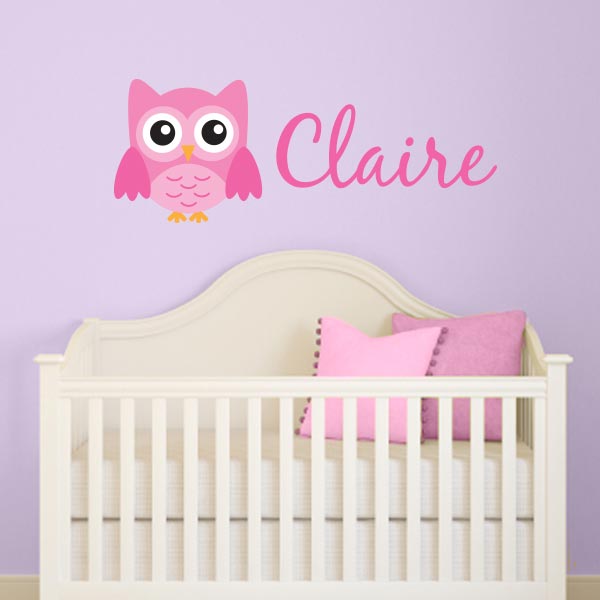 Personalized Girl Owl Wall Decal