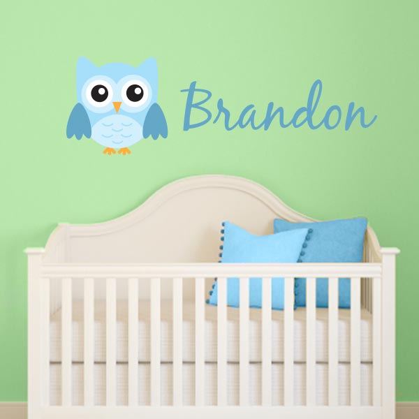 Personalized Boy Owl Wall Decal