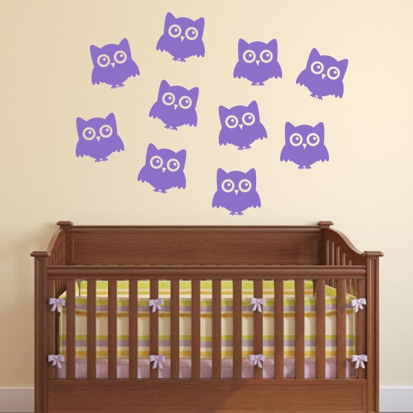 Owl Silhouette Wall Decal Set of 10