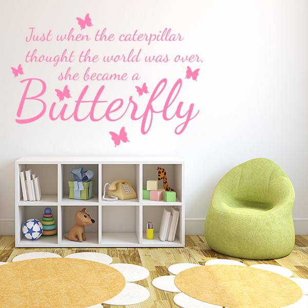Butterfly Grow Quote Wall Decal