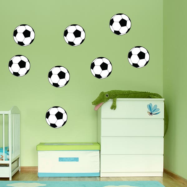 Printed Soccer Ball Wall Decals – Set of 8