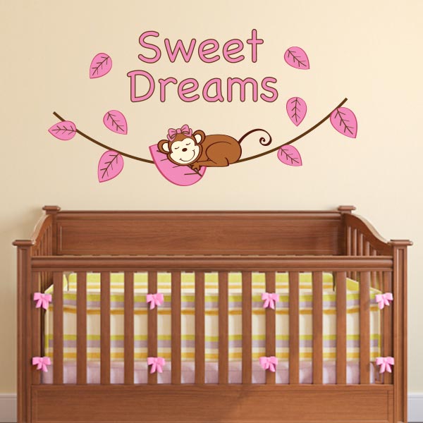 Girl Sweet Dreams Monkey Wall Decal