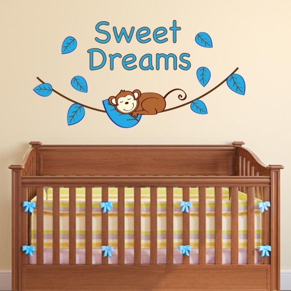 Boy Sweet Dreams Monkey Wall Decal