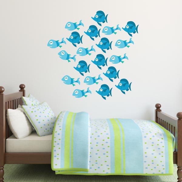 Blue Fish Wall Decals – Set of 20