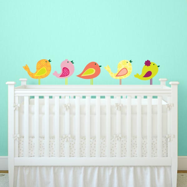 Nursery Bird Wall Decal – Set of 5