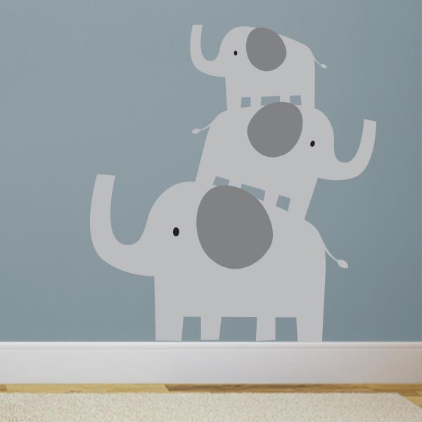 Stacked Elephants Wall Decal
