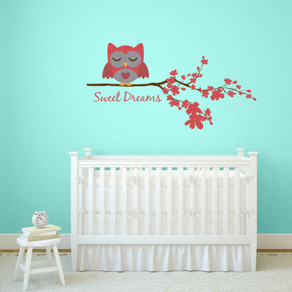 Red Sweet Dreams Owl Wall Decal