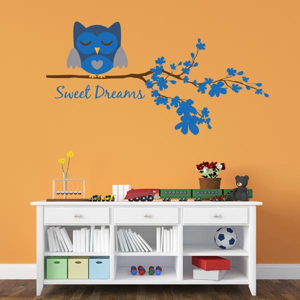 Navy Sweet Dreams Owl Wall Decal